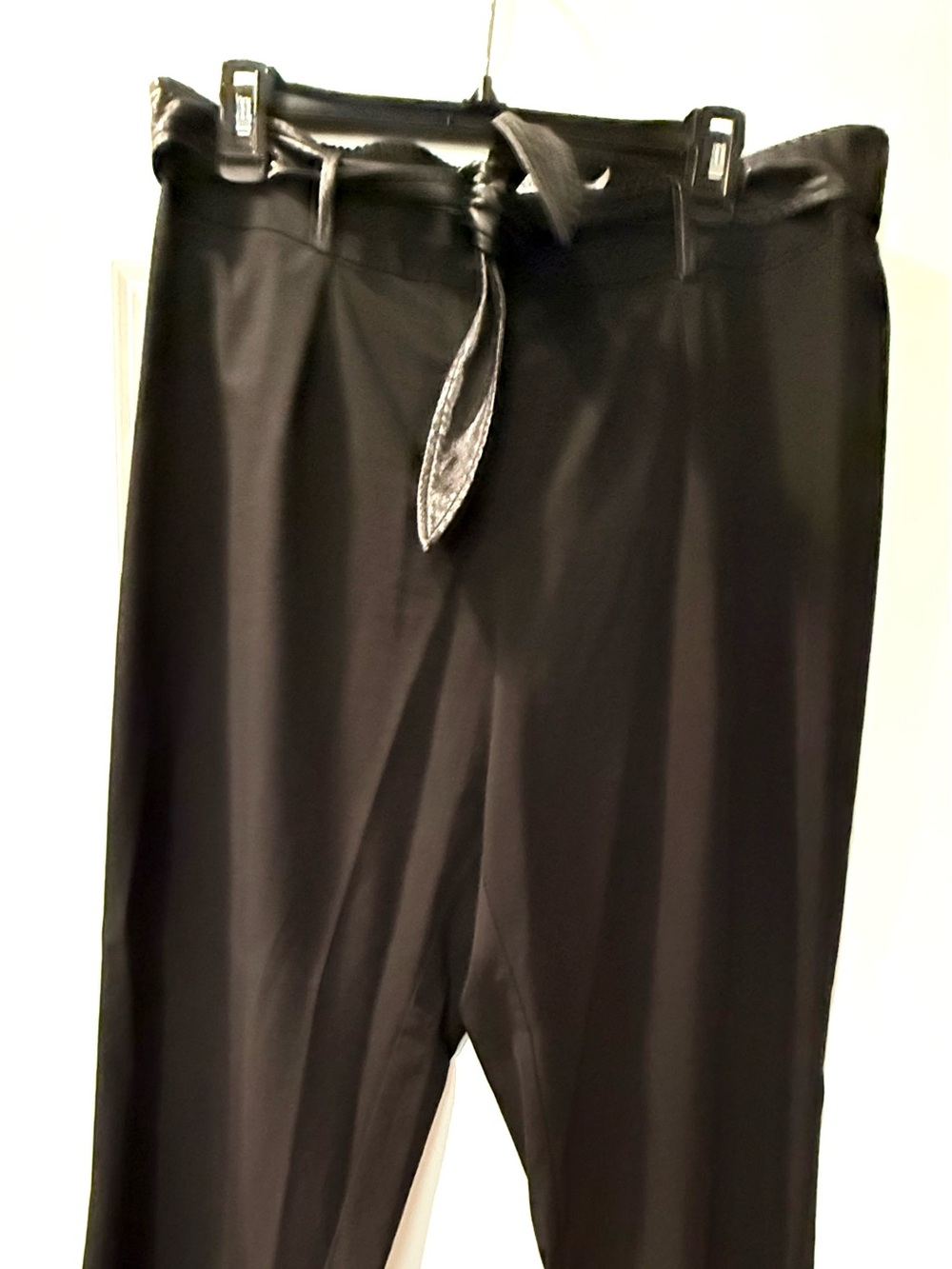 Calvin Klein Black Paperbag Waist Cropped Pants with Tie
